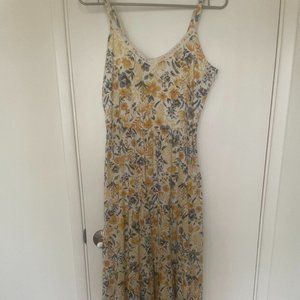 Joie Yellow and Gray Floral Tiered Dress Size 6